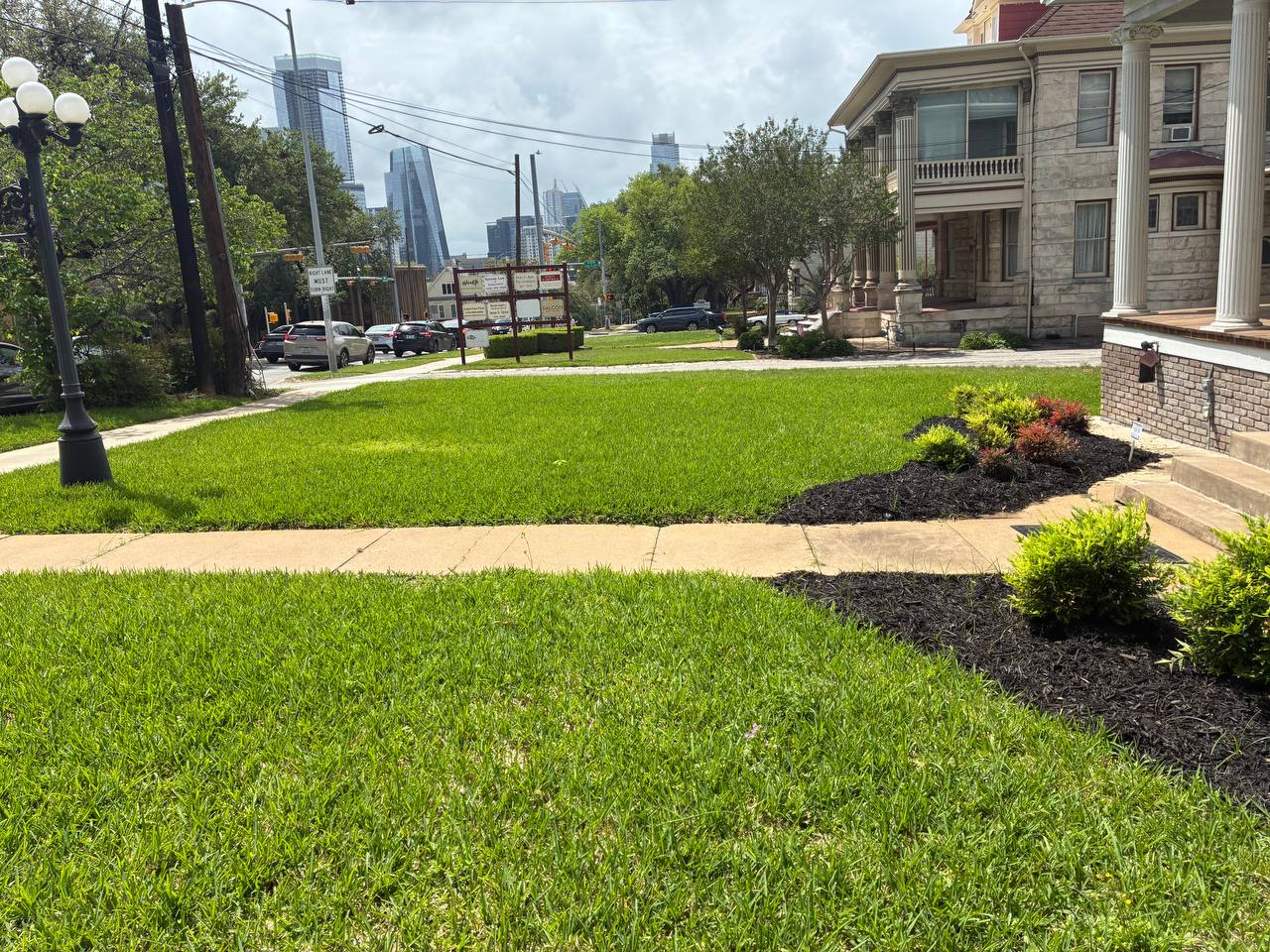 Residential frontage and grading context image used as a foundation repair hero image for Universal City, Texas